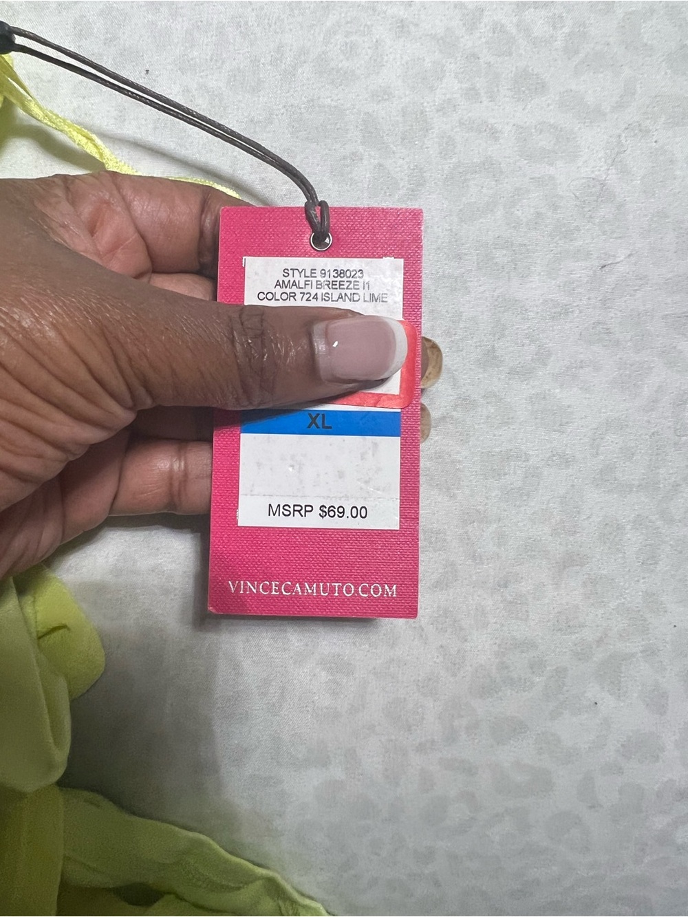 Vince Camuto Black Tag with Lime Ribbon